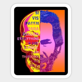 John Wick pop text art skull poster Sticker